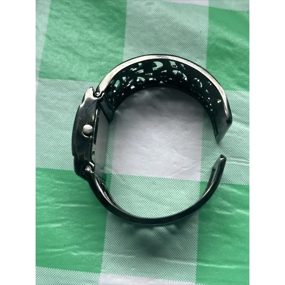 Cato Accutime Dark Silver/ Black Tone Women’s Cuff Watch